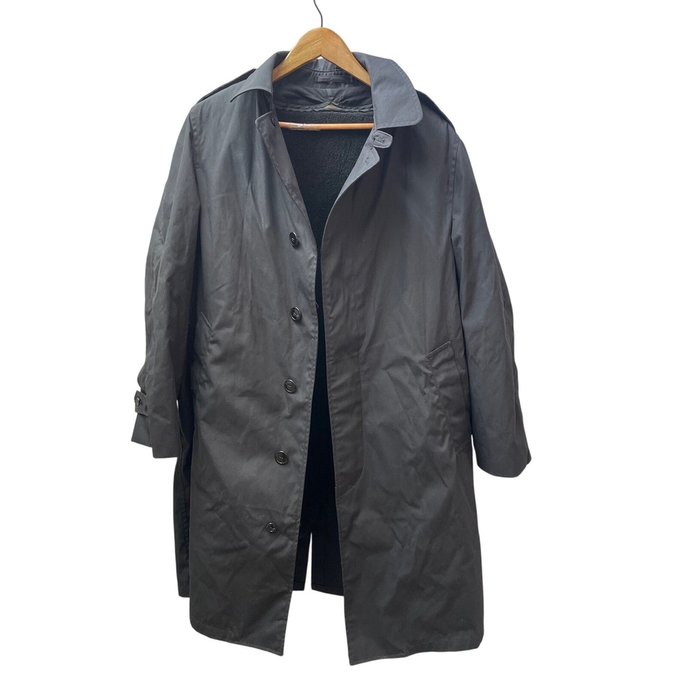 NWOT‎ DSCP Quarterdeck Collection Mens Black All Weather Fleece Trench Coat 40R